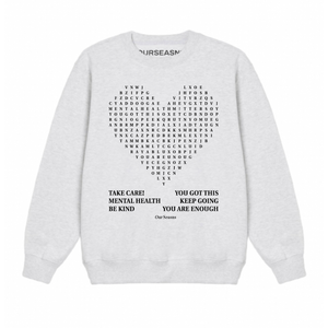 *Almost Gone!* Take Care! Word Search Crewneck (Ash)