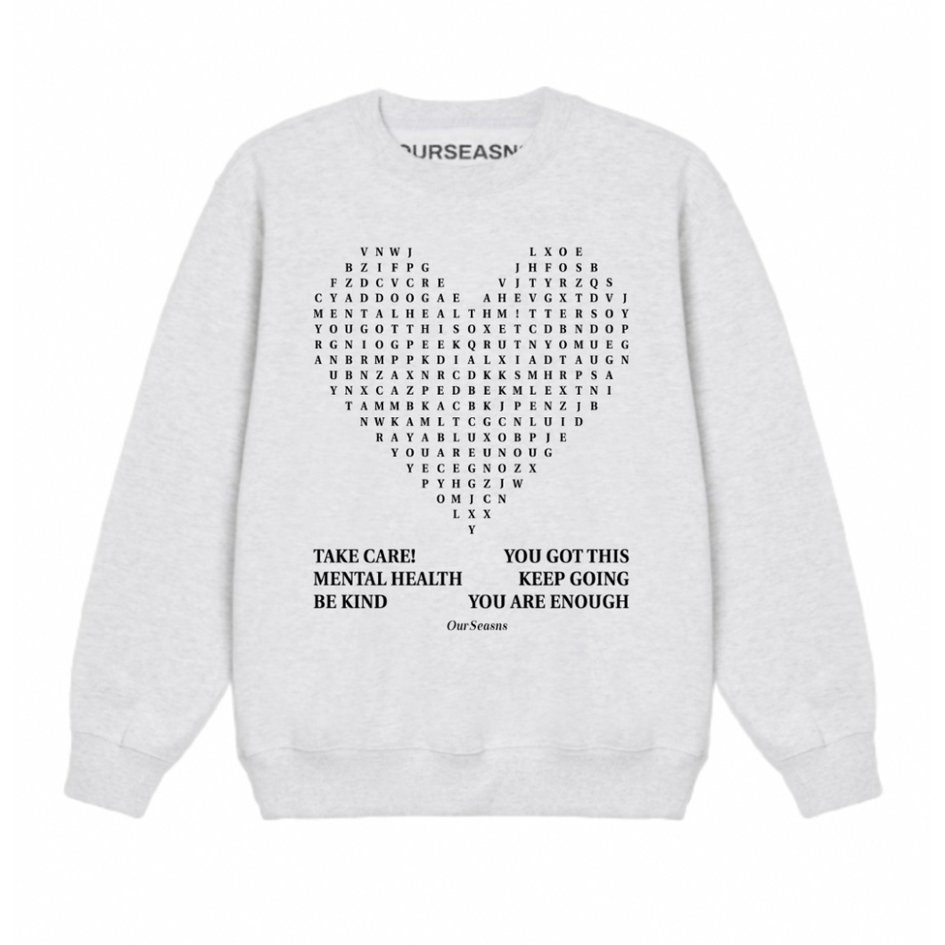 *Almost Gone!* Take Care! Word Search Crewneck (Ash)