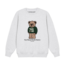 Load image into Gallery viewer, *New* Full Size Take Care! Teddy Crewneck (Ash)
